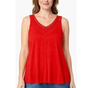 Penningtons In every story dark red sleeves tank top shirt lace
